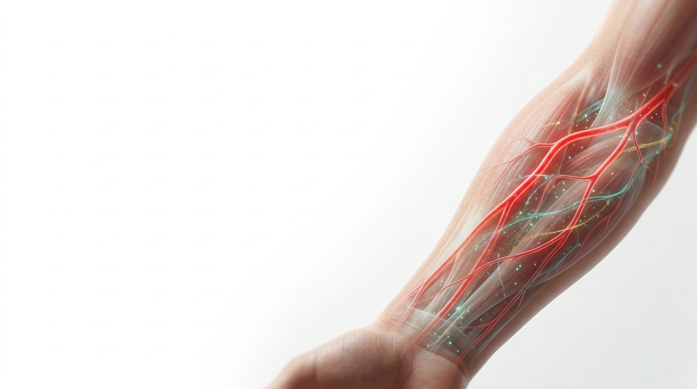 Brazo sano con venas limpias después del tratamiento de diálisis